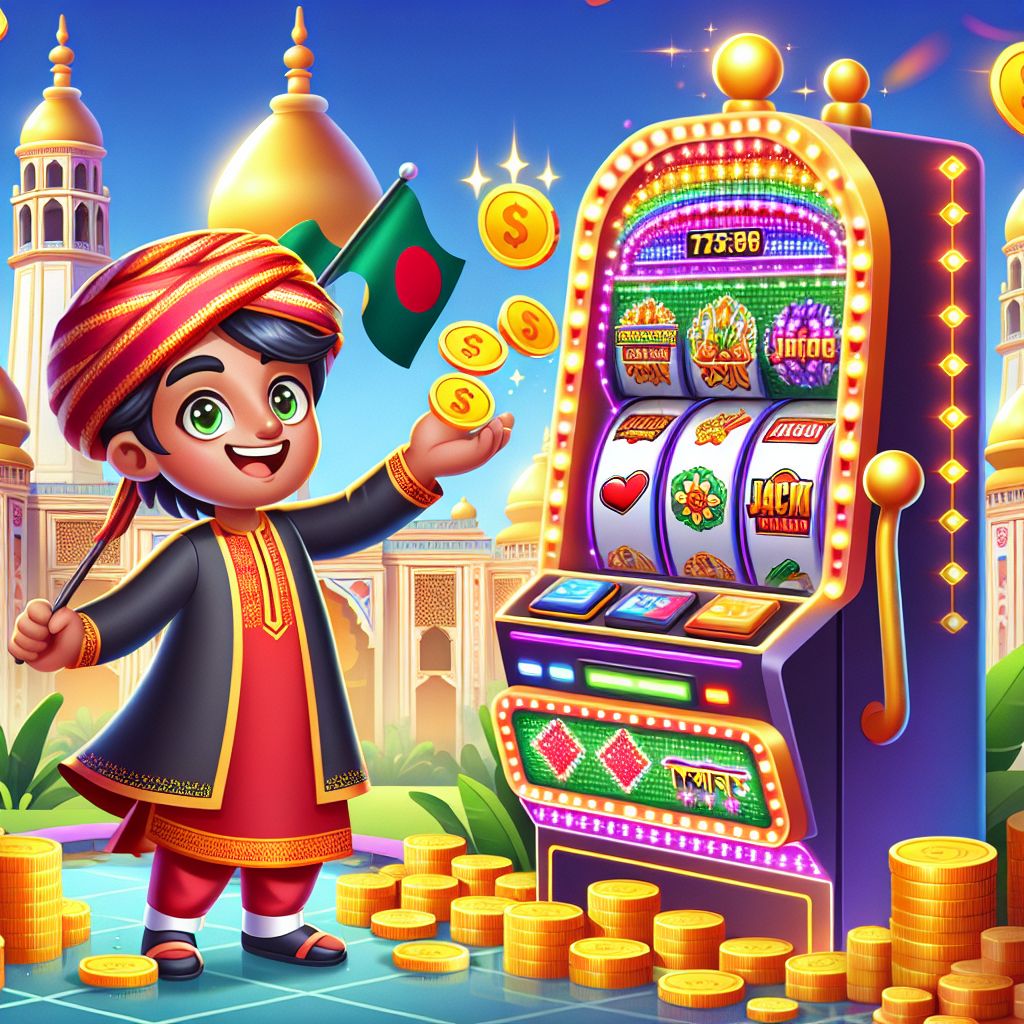 BGD666 slots themed cartoon characters spinning reels with coins and jackpot lights